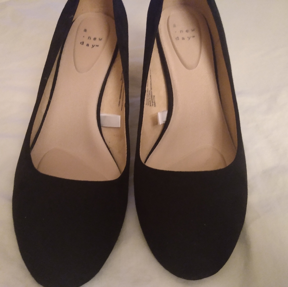 A new day black suede wedge heel